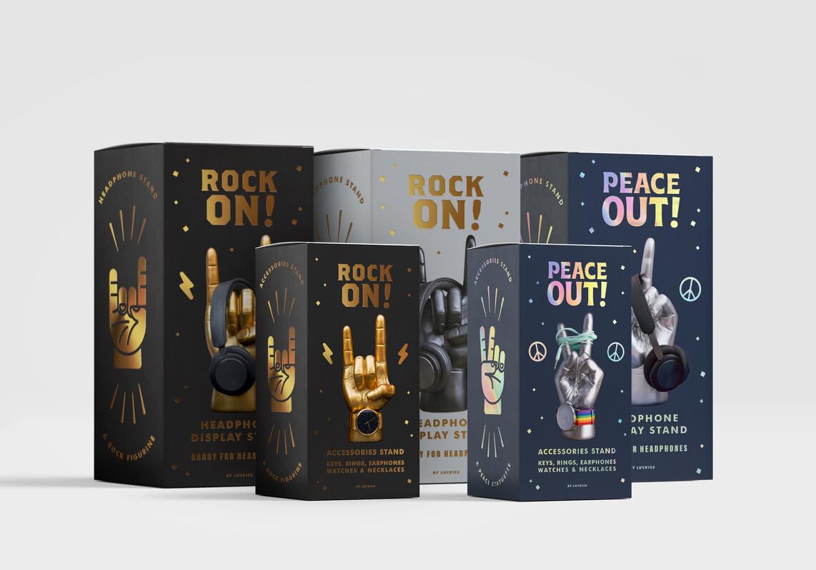 Luckies of London - Supporto per Cuffie Rock On | Porta Cuffie da Scrivania | Organizzatore e Organizer per Gioielli a Forma di Mano | Accessori