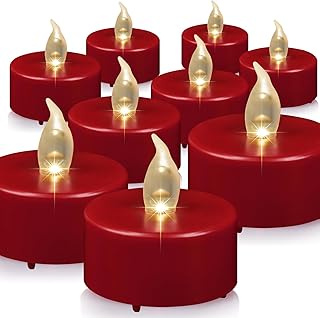Flameless LED Tea Light Candles, Battery Operated Flickering Electric Fake Candles Bulk, 24 Pack Powered Votive Tealights Long Lasting 200H+ Bright Red Lamp for Seasonal & Festive Gift Decoration