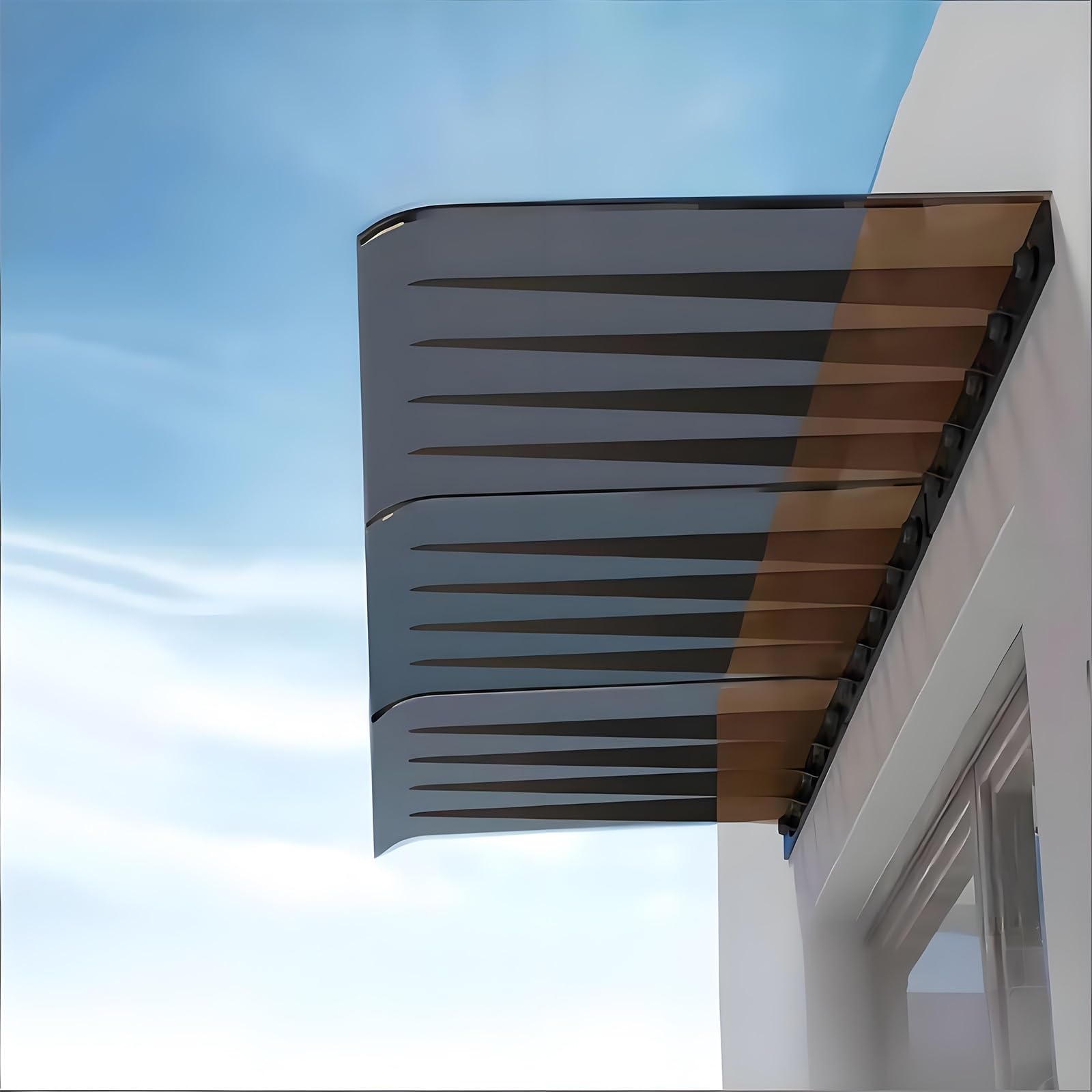 Marquesinas Exterior para Puertas y Ventanas,3,5 mm Marrón,Techado de Entrada,Marquesina en Arco de Escritorio y Lluvia,Casas, Patios Y Terrazas(W55*L260cm/W 21.6*L102.3in)