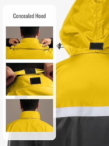 Miniatura 3 de Traje de lluvia para hombre, de alta visibilidad, reflectante, para trabajo, chaqueta de lluvia, pantalones para todos los deportes, granja, pesca,
