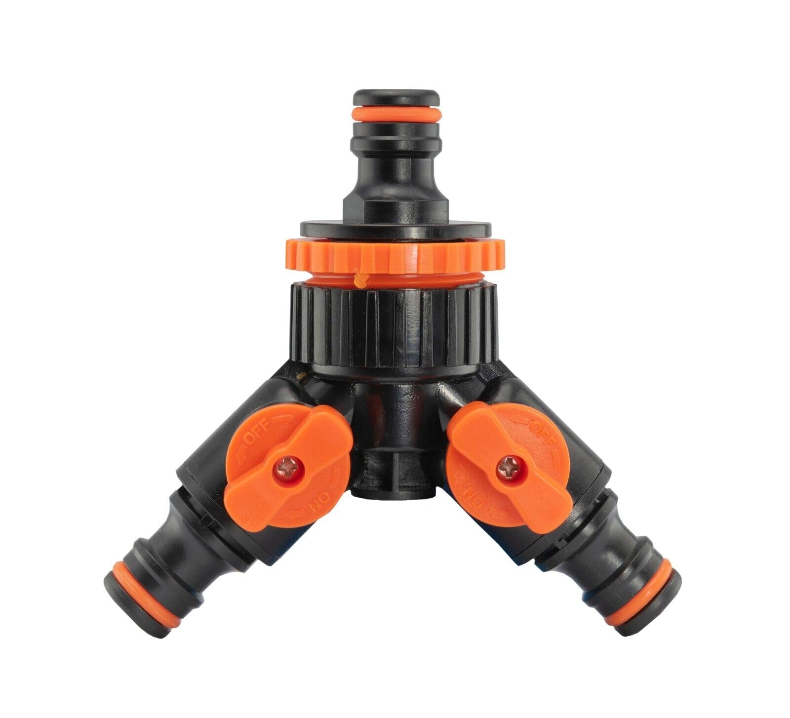 Garden Hose All Connectors Fittings Universal Standard Hozelock Compatible Black 3/4 inch 1/2 inch (Y Valved Splitter) โ image 1