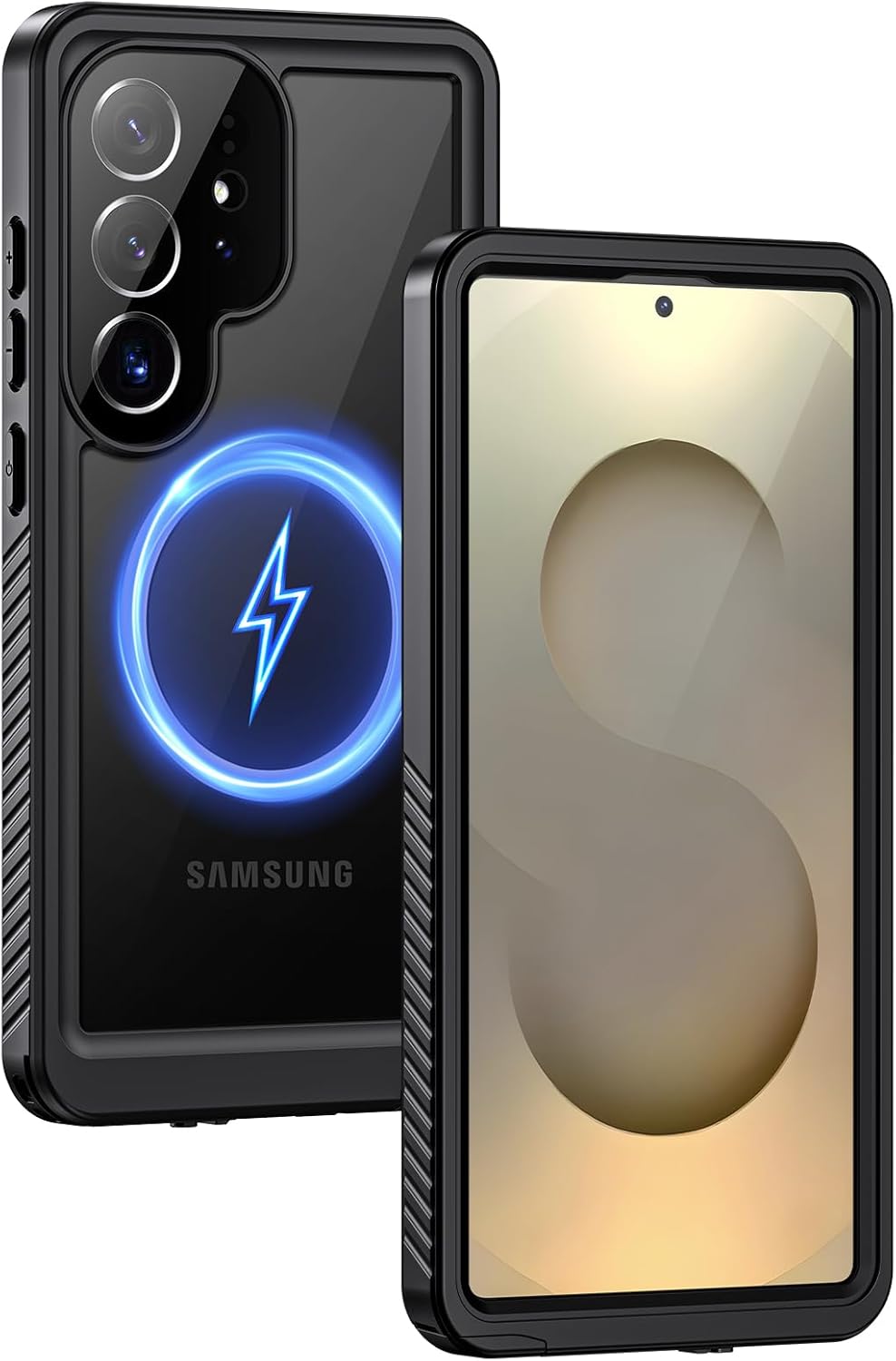 Lanhiem Magnetic for Samsung Galaxy S25 Ultra Case, IP68 Waterproof Dustproof, Built-in Screen Protector, Rugged Full Body Shockproof Cover for Galaxy S25 Ultra 5G 6.9 Inch, Black/Clear