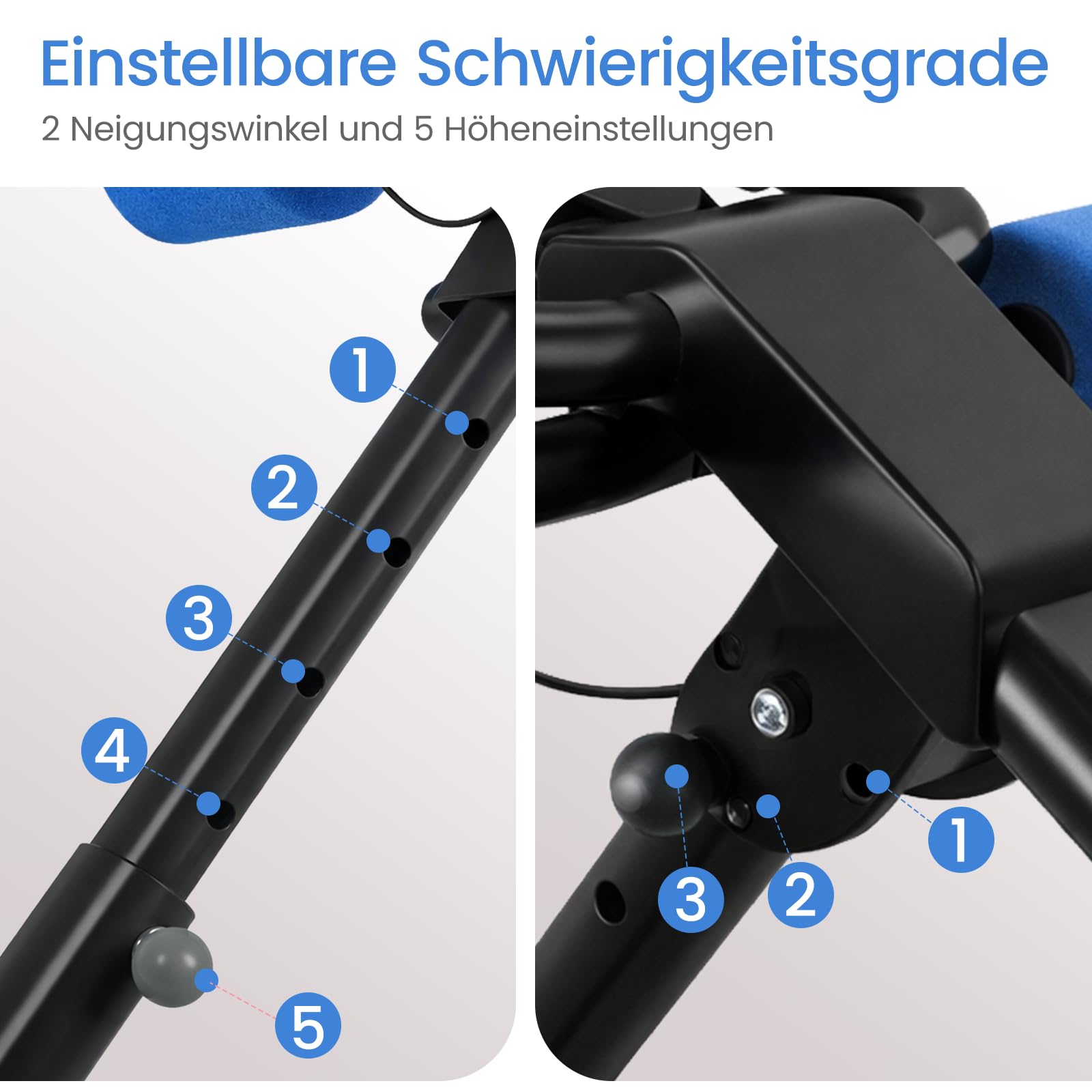 Ab Trainer Abdominal Muscle Machine Adjustable for Home Gym, Foldable And Space-Saving, Quiet Wheels, Knee And Elbow Pads