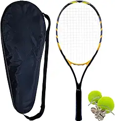 Raquete de Tênis com Estojo e 2 Bolinhas Amarela ou Azul, Ideal para Iniciantes