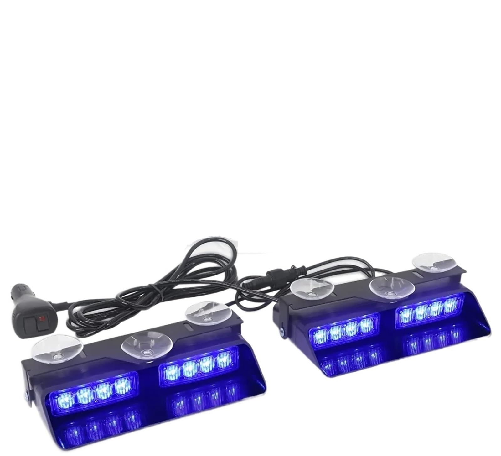 Feux stroboscopiques d'urgence rouges 2 en 1, clignotants de sécurité, ventouses pour pare-brise intérieur pour ambulance (bleu)
