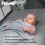 Lionelo Flower Łóżeczko Turystyczne Dla Niemowląt Z Wejściem Bocznym, Przewijak Dwie Wysokości Materaca, Łuk Zabawkowy Z Figurkami Do Zabawy, Kółka, Torba Do Noszenia
