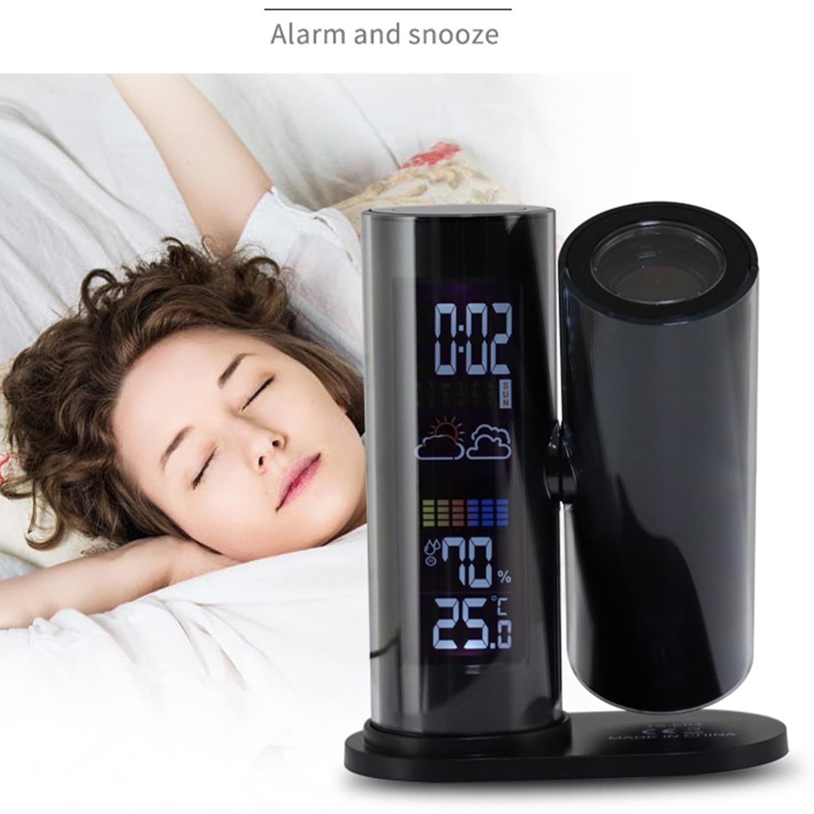 Amazon.co.jp: プロジェクター時計、多機能気象カレンダーLCDデジタル