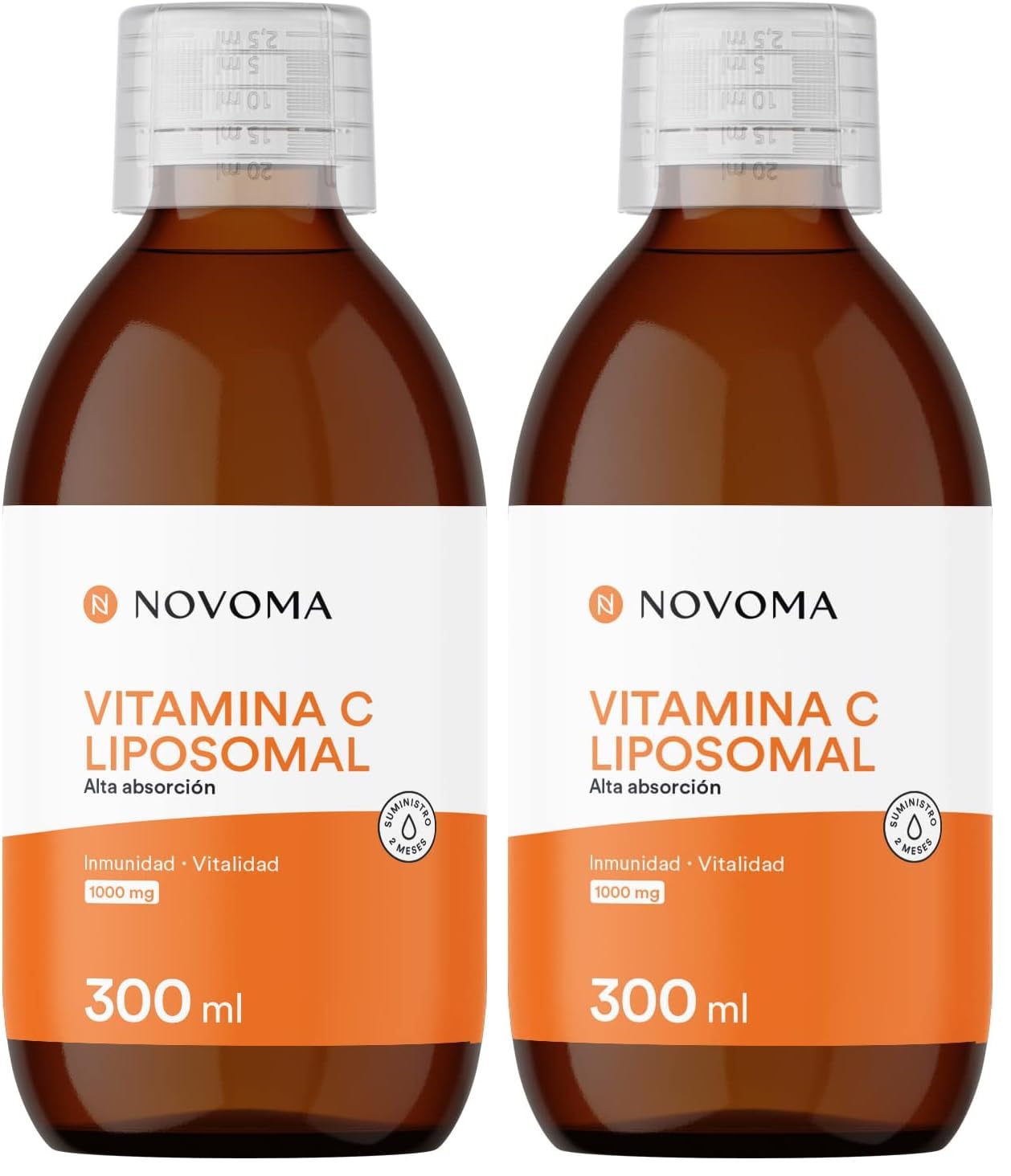 Vitamina C Liposomal 1000mg | Dosificación Potente y Máxima Absorción | Formulado con Vitamina C Quali®-C | Fabricado en el Reino Unido | Botella de 300 ml | NOVOMA (ex Nutrivita) (Paquete de 2)