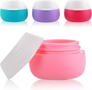 Travel Containers for Toiletries, 4 Pieces Travel Jars for Creams Silicone Cream Jars for Toiletries Travel Lotion Containers Leak-Proof Bpa Free Jars for Cosmetic Body Hand Cream Lotion 0.7 Oz