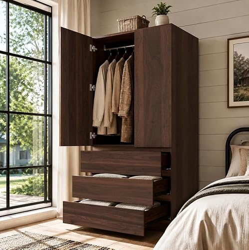 WERSMT 75" 2-Door Walnut Armoire