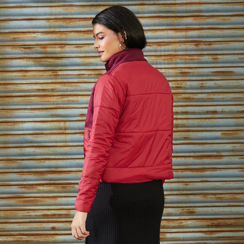 Image of PINACOLADA Women's Fleece-Lined Biker Jacket for Casual Wear | Spread Collar | Long Sleeve | Zipper Closure | Jacket Crafted with Comfort Fit for Everyday Wear