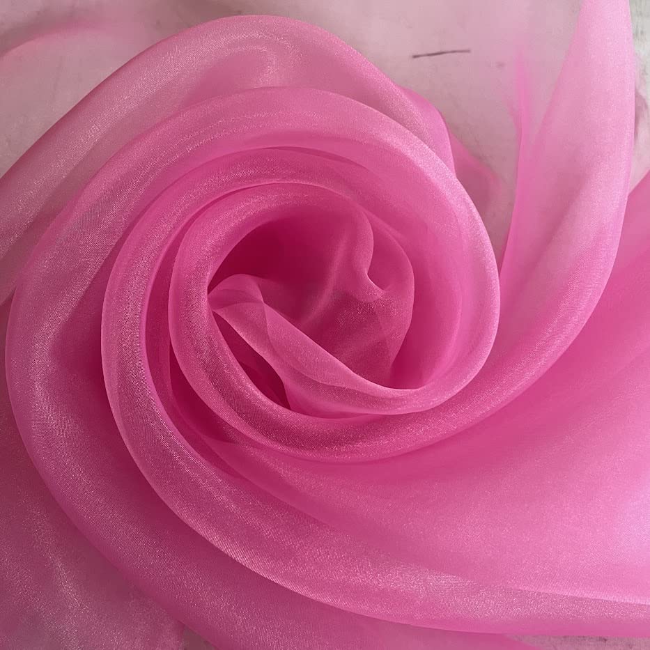 Megachest 145CM Wide Soft Organza Dress Fabric Fancy Costumes Decorations 50 Colors(Pink Cosmos,50 Meters)