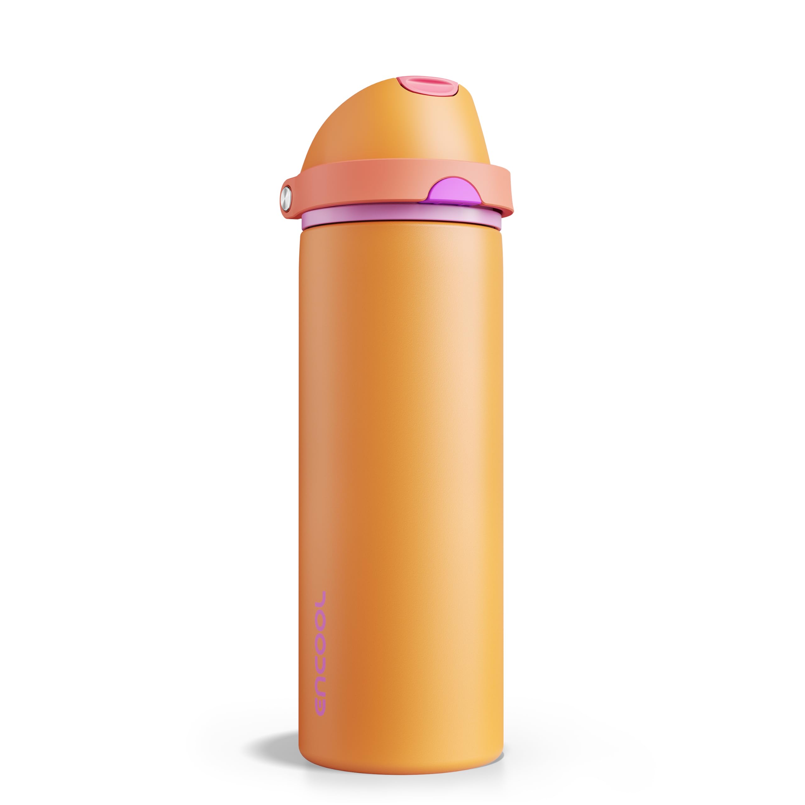Insulated Water Bottle with Straw - Encool Stainless Steel Water Bottle with Push Button Lid, Leak-Proof &amp; BPA-Free, Keeps Cold for 24 Hours for Sports, Travel, Gym (24 oz, Tiger Eye)