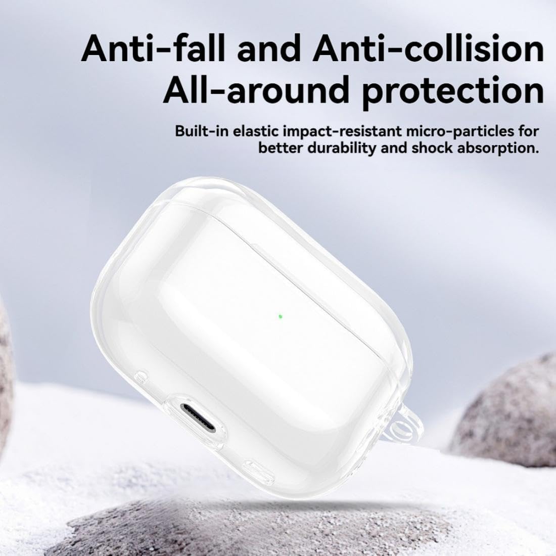 USTIYA E Capa para AirPods Pro 3ª geração 2025 Case protetora transparente chaveiro proteção sem fio Capinha de carregamento Cover (transparente)