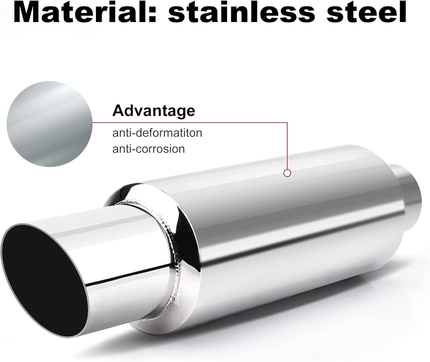 EVIL ENERGY 2'' Inlet 3'' Outlet Exhaust Muffler Tip Universal, Bundle with 4 Holes Adjustable Exhaust Hanger Universal 2PCS