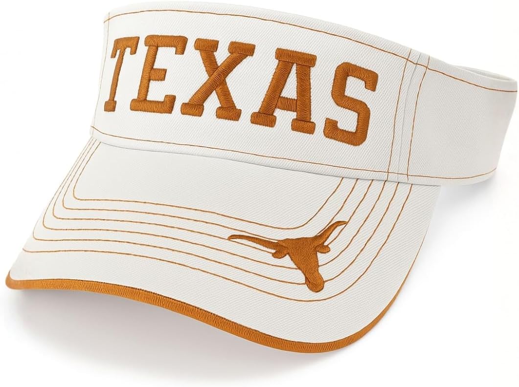 47 Officially Licensed Texas University Visor Hat Adjustable Orange/White Team Logo Solid Embroidered Cap