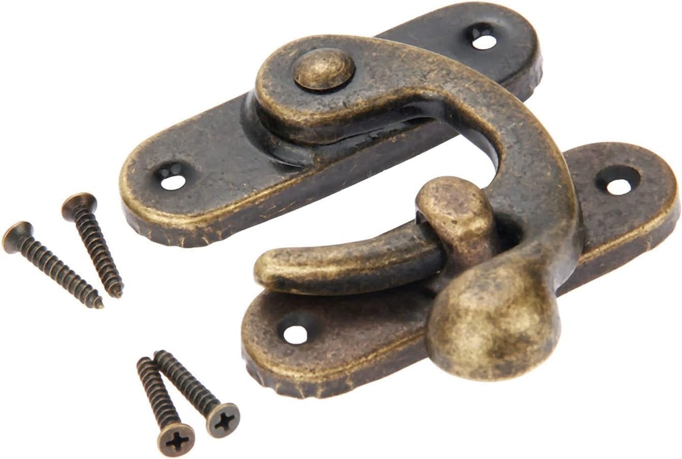 Hasps Latch, 2pcs Decorative Hardware Leather Craft Package Decorative Jewelry Gift Wine Wooden Door Hook (Size : 85 * 103mm)