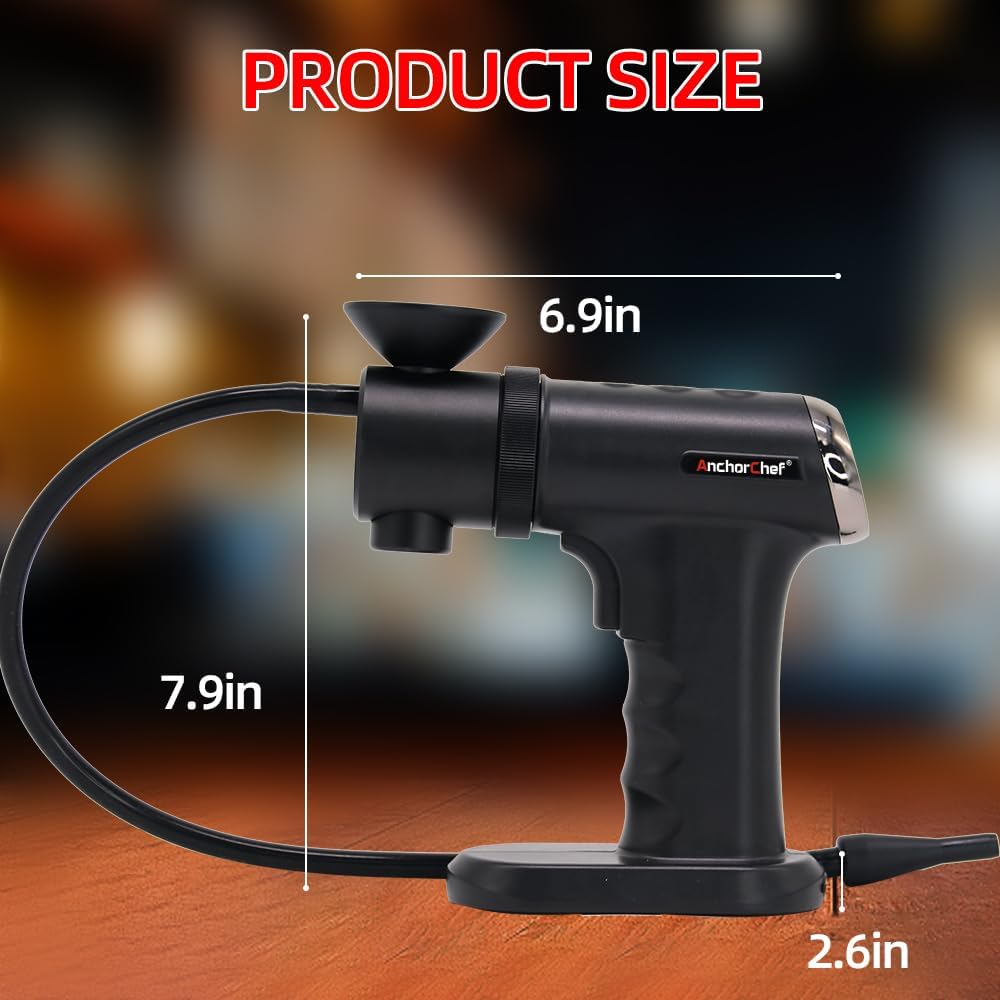 AnchorChef Smoking Gun Food Smoker,Cocktail Smoker Kit,Smoking Gun Wood Smoke Infuser Kit,Recommend as awesome gift for smoker food lovers.Gifts for Man, Dad, Husband (Black)