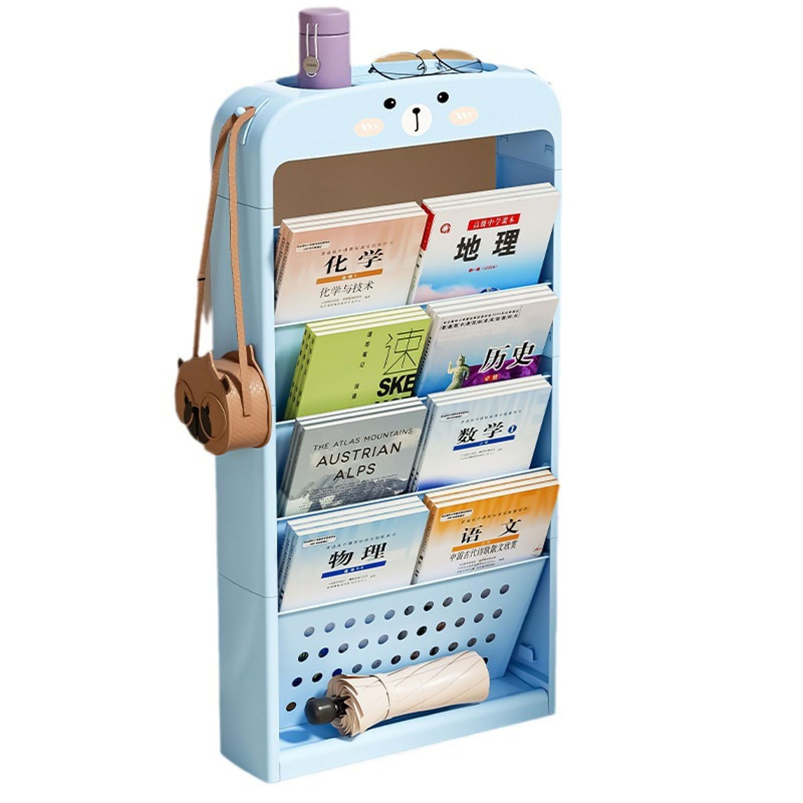 Carrito de libros multicapa sobre ruedas organizador de almacenamiento espacioso y robusto para suministros de oficina y escuela y uso diario