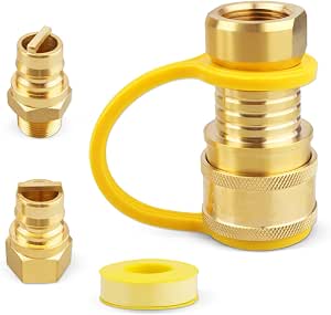 3/4 Inch Natural Gas Quick Connect Fitting Kit With Ball Valve - For Generators, Grills, RV Lines