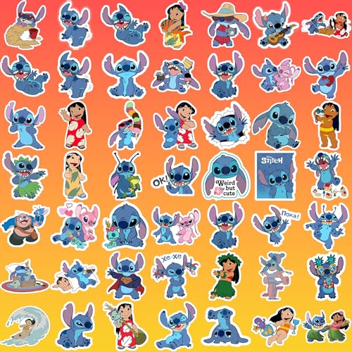 Image of Pack of 50+ PCS Stitchs Cartoon Stickers for Gifts, Waterproof Sticker for Phone, Laptop, Water Bottles, Hydro Flask, Stickers for Kids, Toddlers, Vinyl