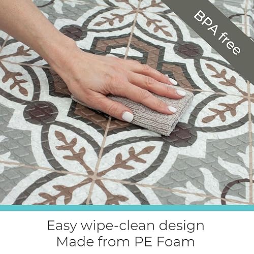 Miniatura 7 de Toddleroo by North States Tapete de juego acolchado de mosaico plegable de 71 x 71 pulgadas. Tapete de juego de espuma extra grande para el suelo,