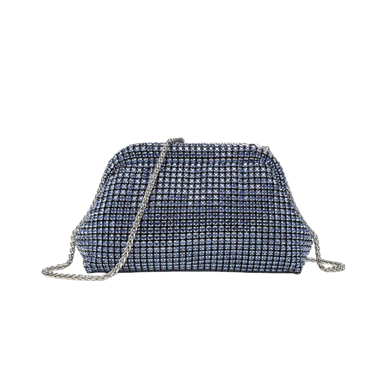 Borsa Clutch Borse di Frizione Serali Fatte A Mano Nuove Cloud Folds E Catene Festa Nozze Crossbody-blue-22x7x14cm