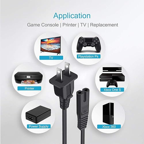 Miniatura 4 de Cable de alimentación de repuesto para TV, [listado UL] Extensión de 6 pies compatible con Samsung LG, Sony, Sony, Vizio, Hisense, Insignia, JVC,