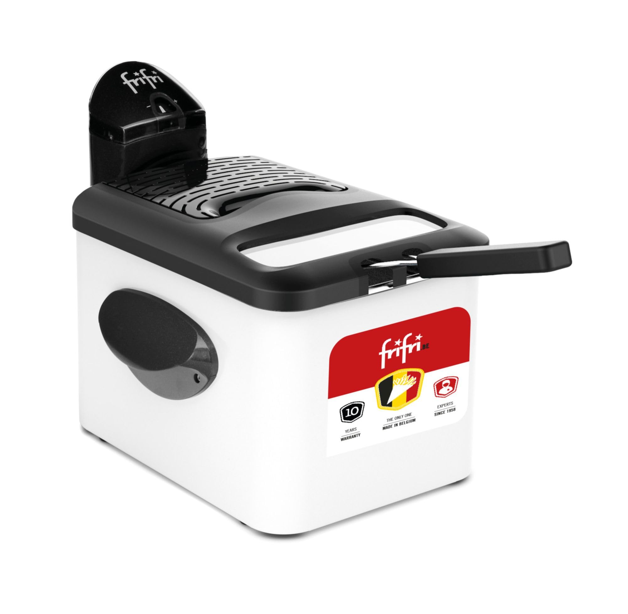 frifri Friteuse Expert 4,5L 3200W - Design Rectangulaire, Couvercle, Technologie Zone Froide, Tête Chauffe Brevetée - Nettoyage Facile - Blanc Métal