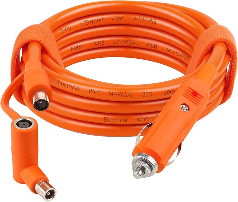 Cabo Carregador Automotivo MOOKEERF 14 AWG, Plugue para Acendedor 12–24 V, 1,83 m, DC7909/8020, 15 A