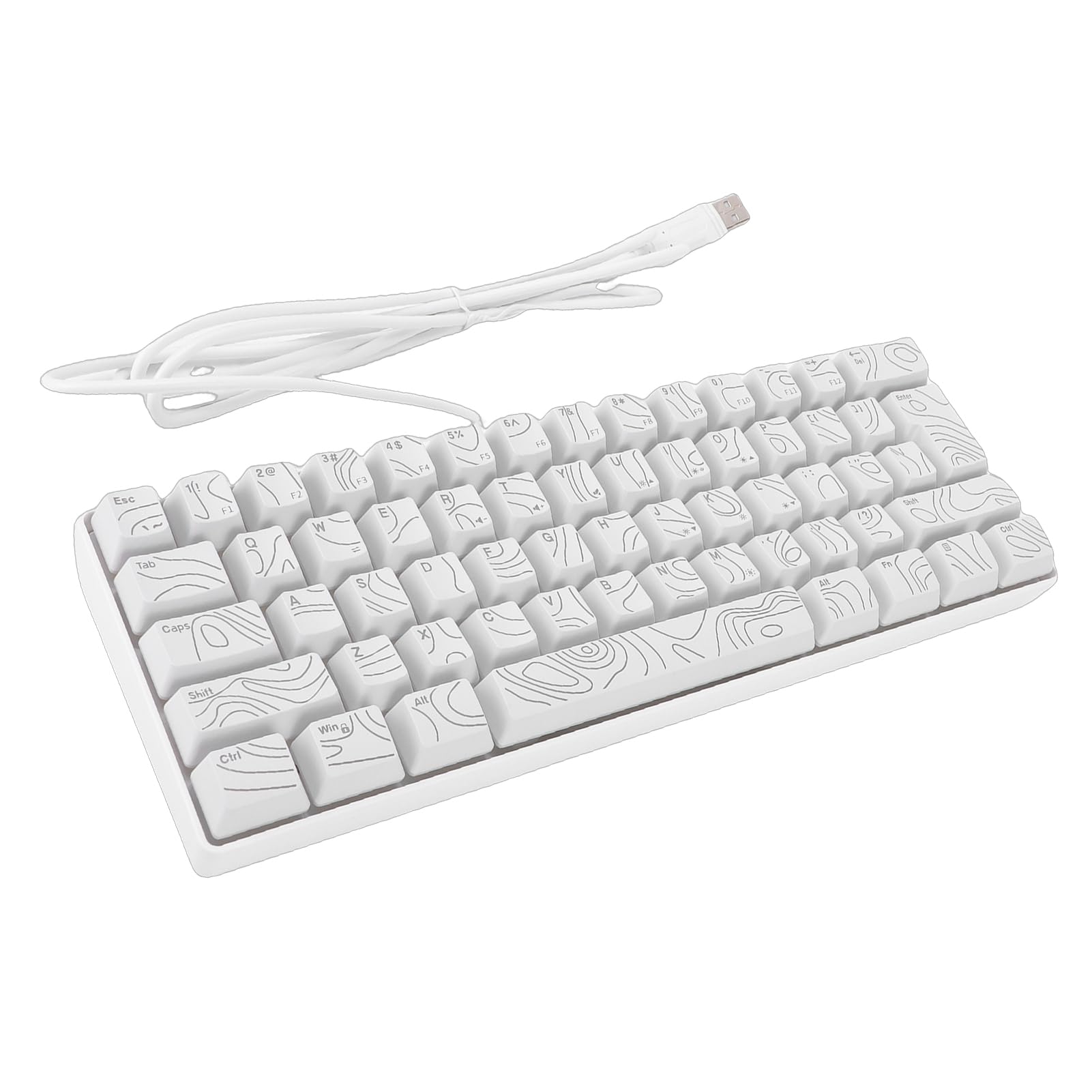 Luqeeg Klawiatura do Gier z 61 Klawiszami Rgb 60% Mechaniczna Podświetlana Klawiatura Rgb 8 Jednokolorowa Klawiatura Przewodowa, Ergonomiczna Konstrukcja Anti Ghosting Wysoka (WHITE)