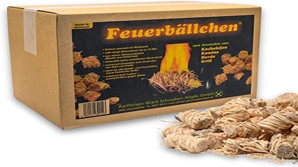 RaiffeisenWaren Bolas de fuego, encendedor de barbacoa, encendedor de chimenea, ayuda para encender (lana ecológica de productos naturales, para encender el carbón de la parrilla, fogatas o chimenea),