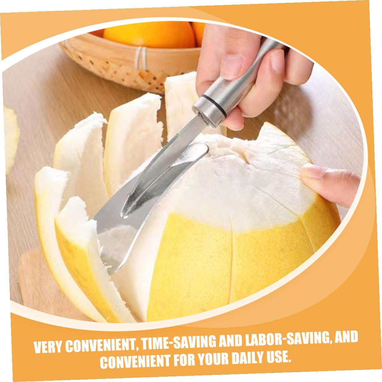 Luxshiny 2pcs Stainless Steel Citrus Peeler Set with Orange Opener and Fruit Paring Device, Portable Kitchen Tool for Grapefruit and Orange Peeling, Sturdy Household Peeling Gadget image 5