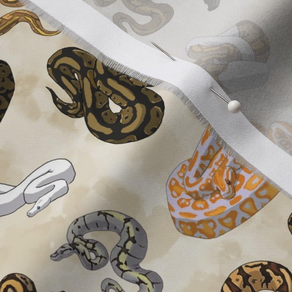 Spoonflower Fabric - Ball Morph Snake Pattern Small Animals Warm Pets Reptile Printed on Organic Cotton Sateen Fabric by The Yard - Sewing Quilting Apparel Home Decor