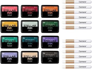 Simon Hurley Stellar Dye Ink (Foam Pads), Bundle of 12 Colors, Set #2, Released October 2025, 12 Carnora Mini Blending Brushes
