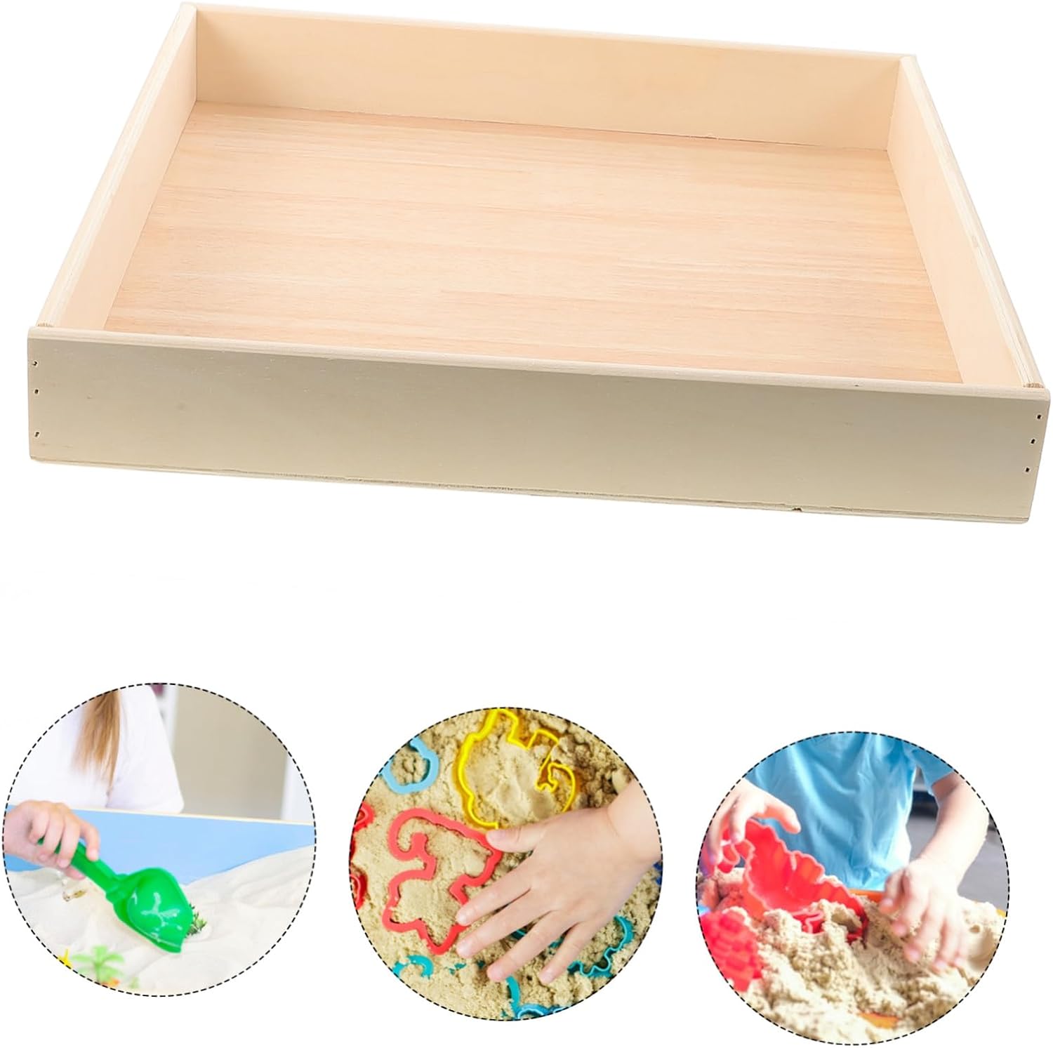 Yardwe Boy Girl Wooden Sandbox for Indoor and Sand Tray for Boy Girl Compact Design for Creative Activities Toy Storage