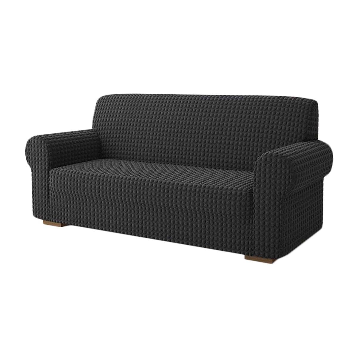 SaRani Copridivano Galaxy in Tessuto Bolle Elasticizzato, Vestibilità Universale, Copertura Totale del divano (Grigio scuro, Quattro posti)