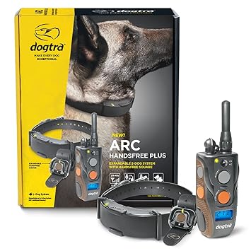 Dogtra ARC HANDSFREE Plus Expandable to 2-Dog Remote Dog Training E-Collar with HANDSFREE Square for Discreet and Precise Control Slim Ergonomic Rechargeable Waterproof 3/4-Mile Range