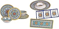 Vista 1 de Certified International Portofino - Juego de vajilla de melamina de 12 piezas, servicio para 4, multicolor y Certified International Portofino