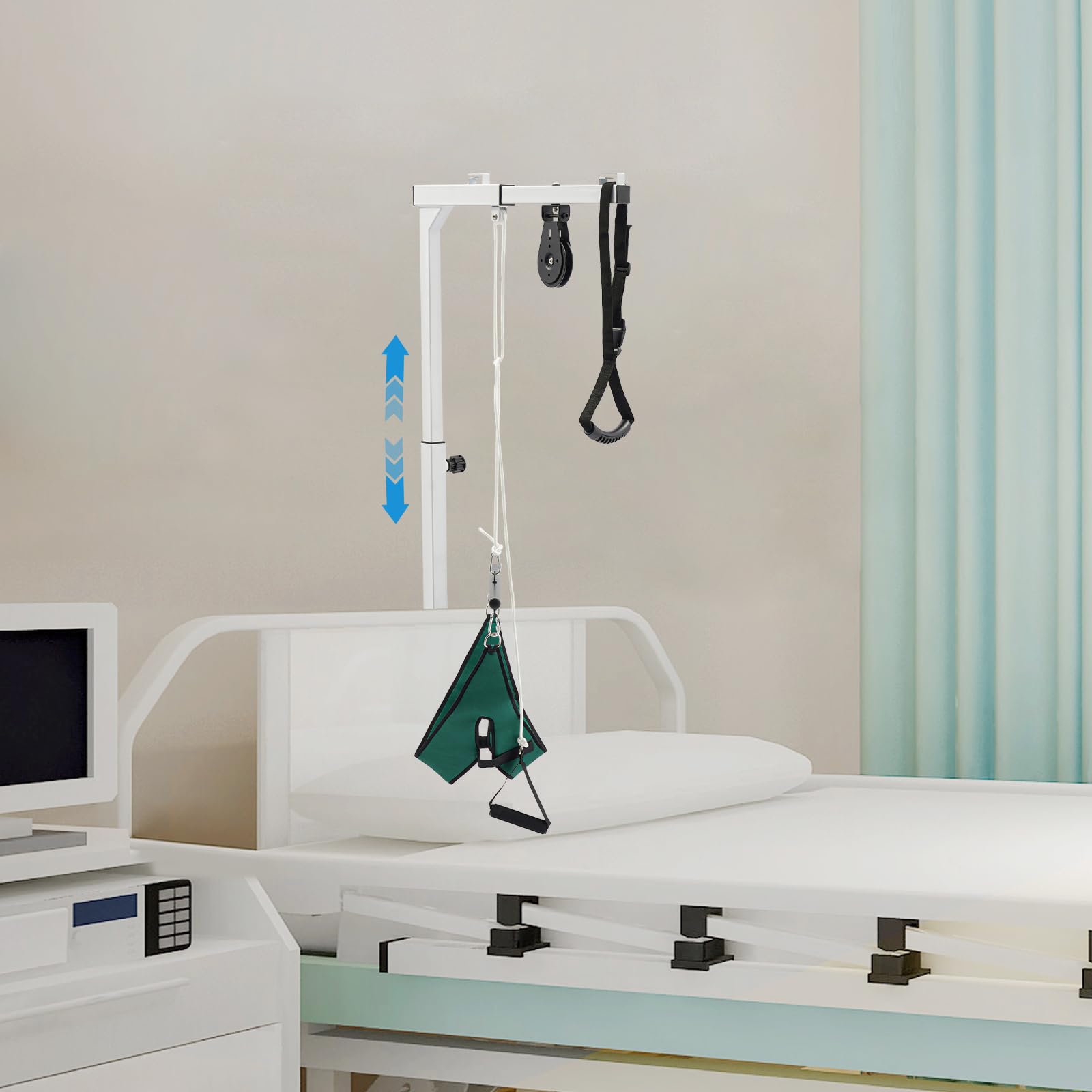 Trapèze de lit à 360° - Barres trapézoïdales médicales pour se lever du lit - Aide au lever du lit - Dispositif de traction pour la nuque - 9 niveaux réglables en hauteur
