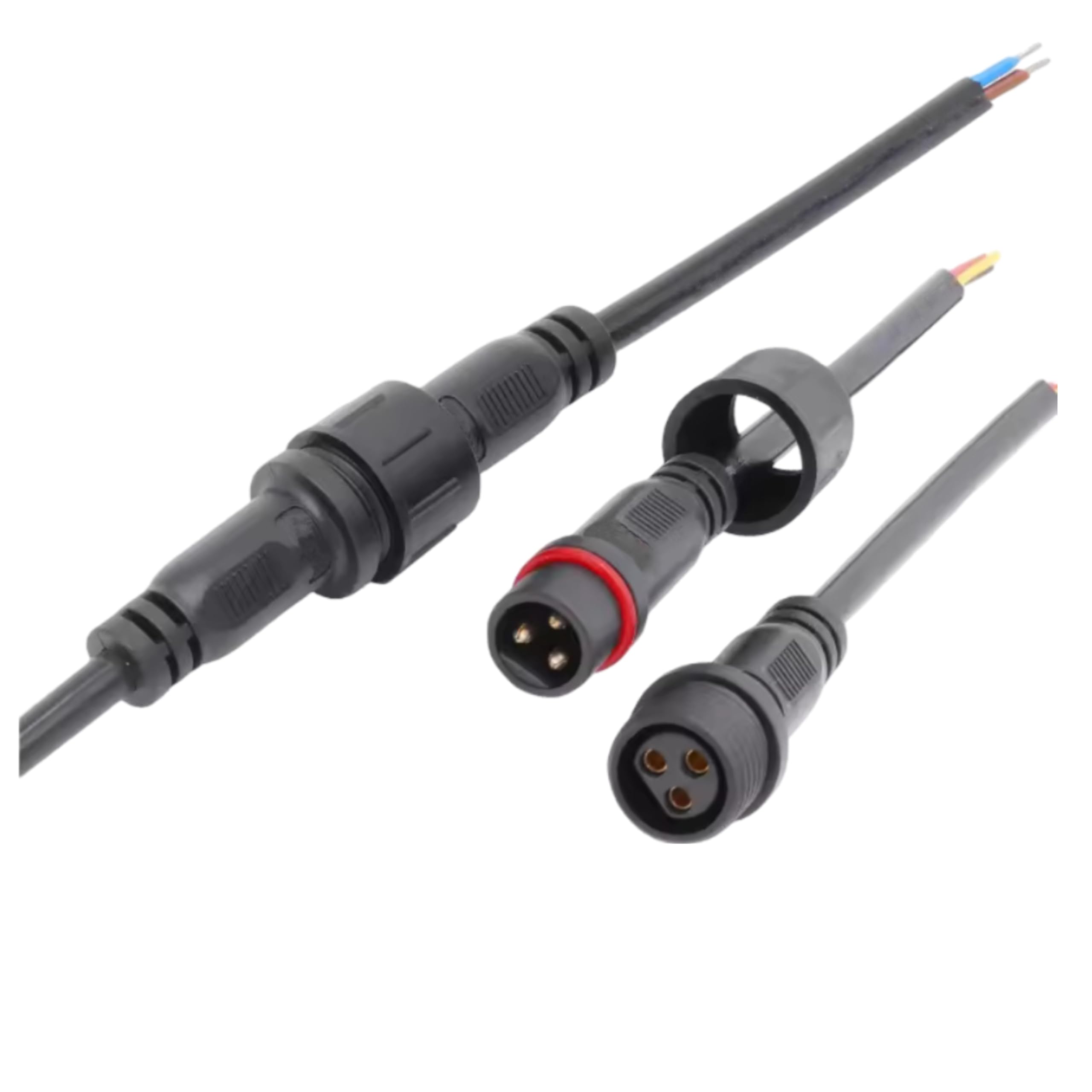Brass Pin Socket Terminals, Black, 16 AWG, 0.75 to 2.5 sq mm, IP68 Rated, 3 Pin, 2 Pack-picture-51