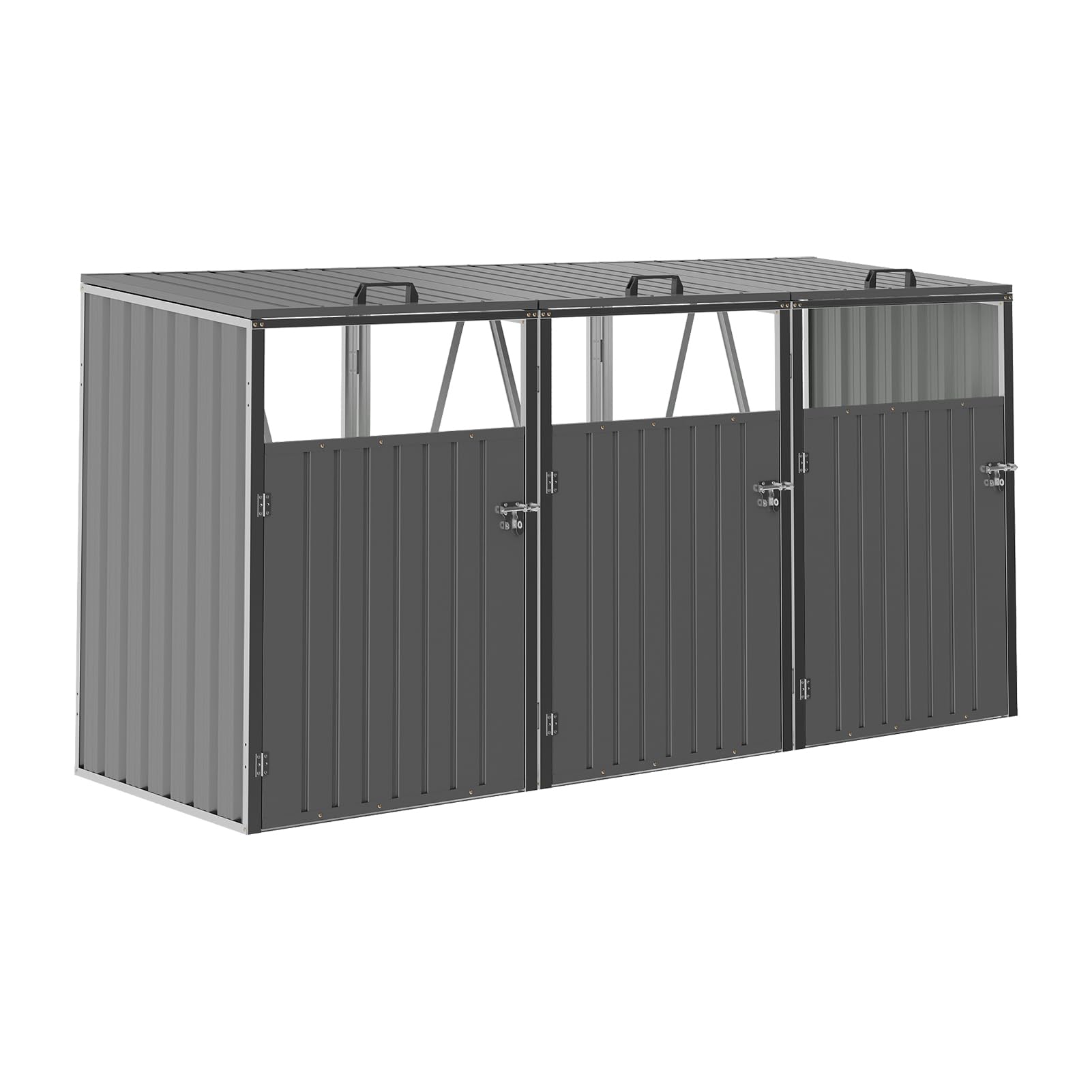The Fellie 3 Wheelie Bin Storage 3x240L Bin Store for Wheelie Bins, Grey