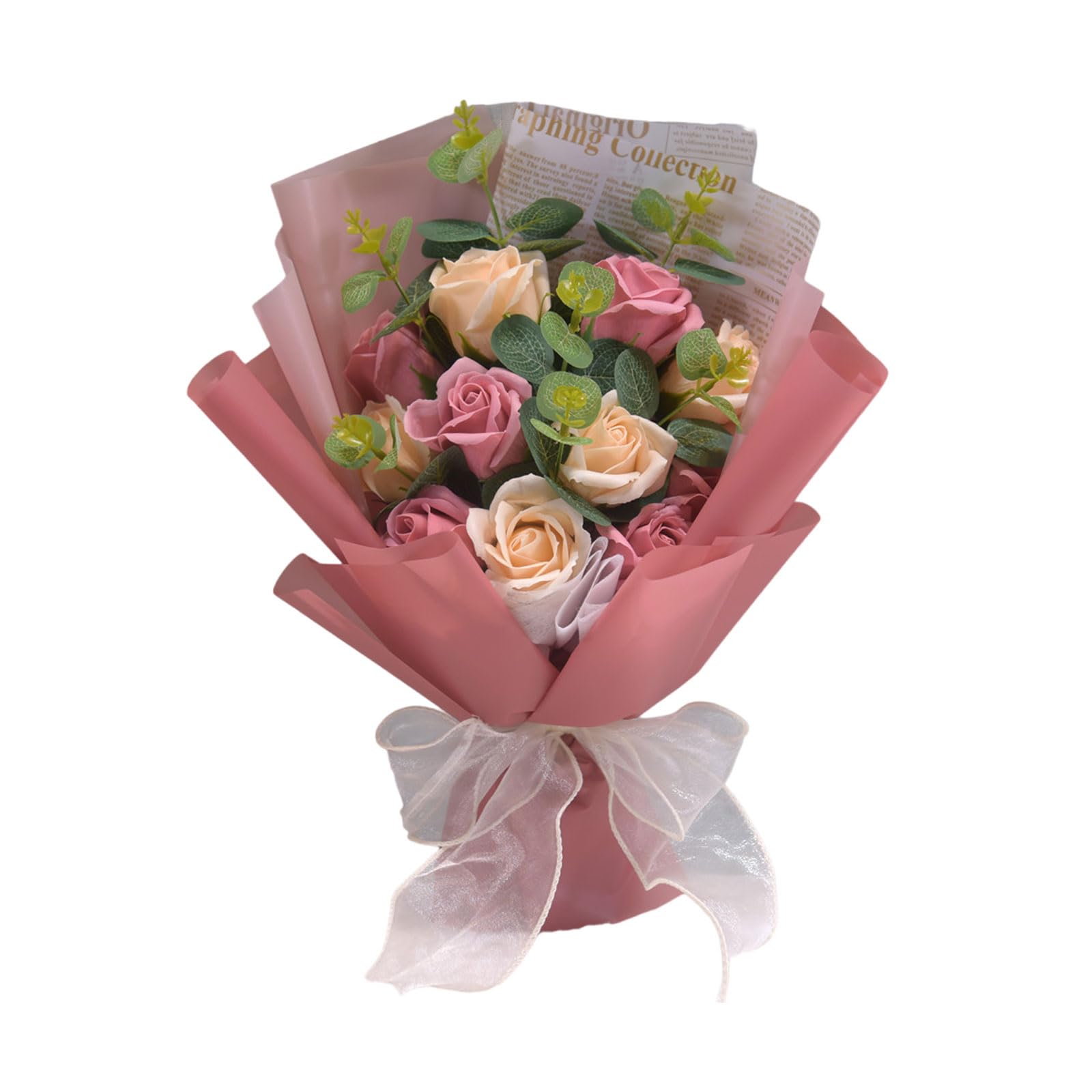 Vdaxvme Artificial Rose Flowers Soap Petals Bouquets Valentines Day, Flower Bouquets Room Decoration