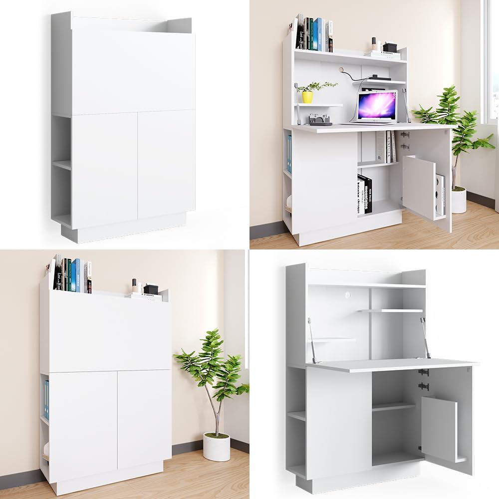 Vicco Scrivania Alena, Bianco, 85 x 27 cm | adatto per lavorare in modo salvaspazio e per un'organizzazione ordinata