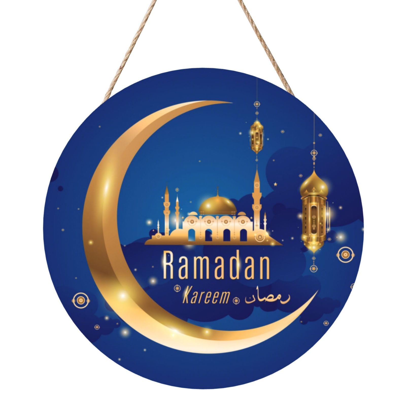 Ramadan Kareem Door Signs Plaques Wood Welcome Sign For Front Door Wall Hanging For Home Farmhouse Office Classroom Party Decoration