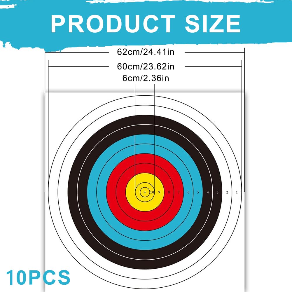Cibles de Tir à l'arc, Papier pour Cible de Tir 40cm x 40cm, Anneaux en Papier Cibles, Standard Papier de Tir à l'arc, Cible de Tir à l'arc épais, Archery Targets Paper Standard