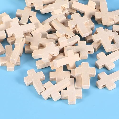 Miniatura 8 de 100 piezas de artesanía de cruz de madera DIY mini dijes de cruz sosteniendo la cruz para regalos de fiesta religiosa domingo fabricación de joyas