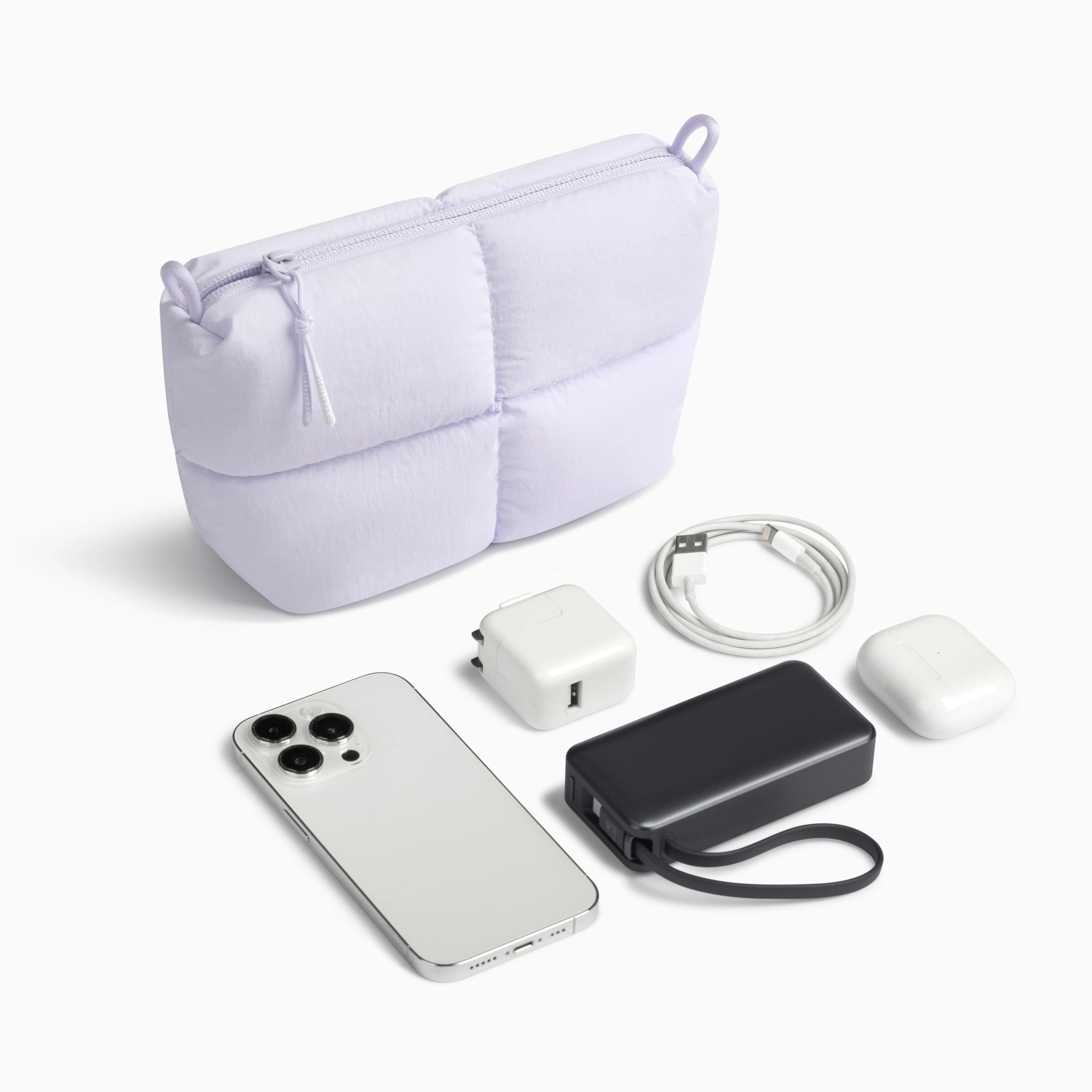 Comfyable Puffy Étui de voyage pour appareils électroniques, jolie pochette technique pour homme et femme, sac de rangement pour câbles, chargeur, téléphone, banque d'alimentation, cordon, pochette