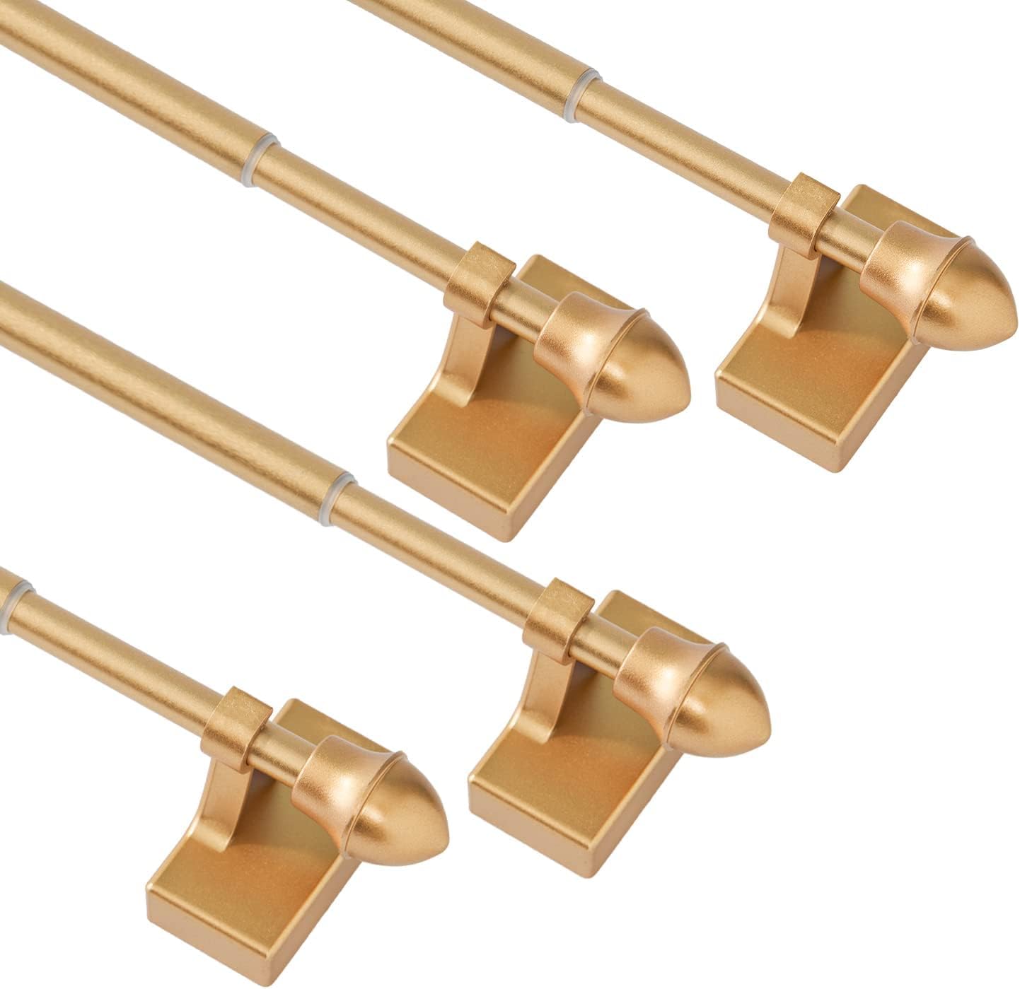 Magnetische Gardinenstange für Metalltüren und Fenster, 40,6 bis 71,1 cm, vielseitig verwendbar, verstellbare Geräte für Eisen und Stahl, 1,27 cm Durchmesser, werkzeugfrei, goldfarben, 4 Stück