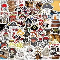 50pcs Pirate Stickers for Scrapbooking Laptop, Waterproof Vinyl Decals for Kids, Tumbler & Water Bottles, Treasure Map Party Favors, Talk Like a Pirate Day Supplies